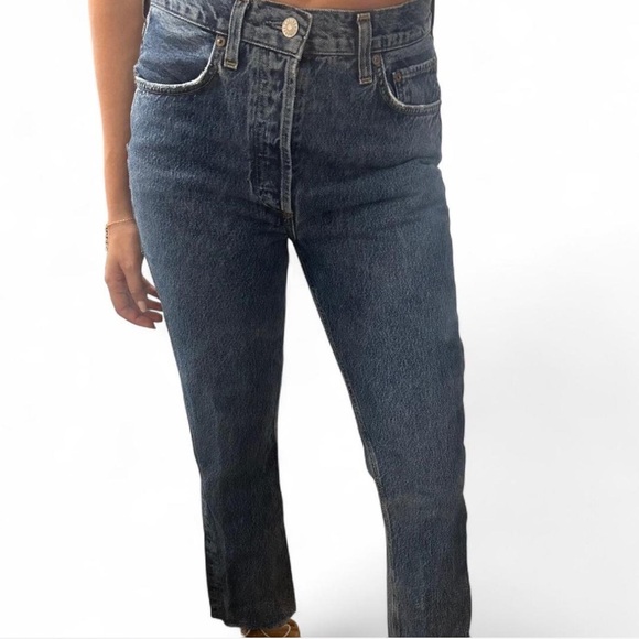 Agolde High Rise Dark Blue Jeans - Picture 1 of 6